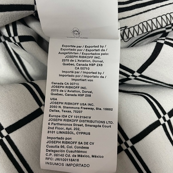 JOSEPH Ribkoff Cold Shoulder Geometric Check Black White Sheath Mini Dress, 8 - Picture 7 of 9